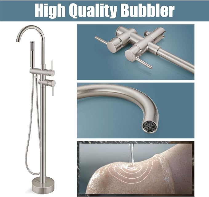 Aolemi Floor Mount Bathtub Faucet Freestanding Tub Filler Standing High Flow - Image 4