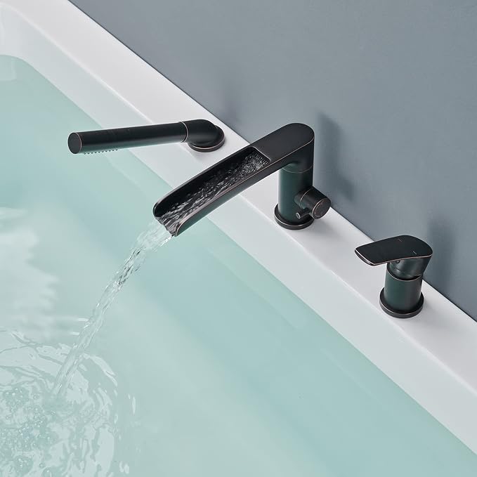 Waterfall Roman Tub Faucet Oil Rubbed Bronze Deck Mount Bathtub Faucets Brass - Image 3