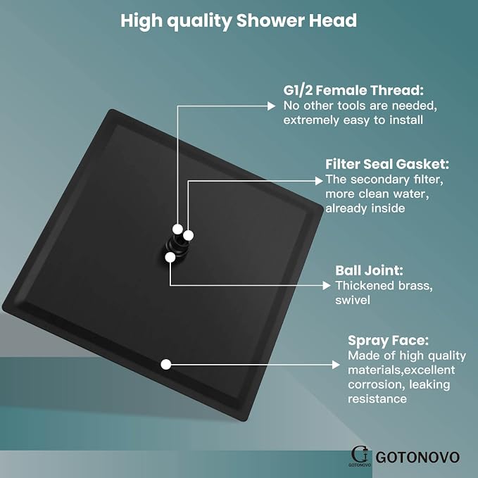 gotonovo Shower System with Tub Spout Wall Mounted Rain Shower Head and Handle - Image 5