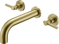 SUMERAIN Wall Mount Tub Faucet Brushed Gold Bathtub Faucet 3 Hole Tub Filler by SUMERAINFAUCETS