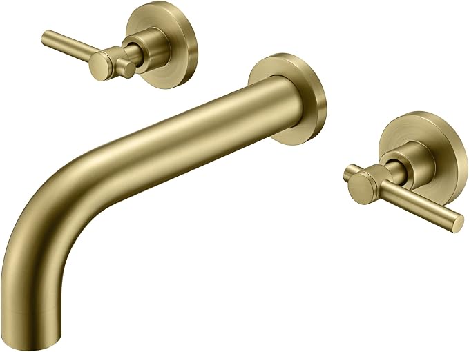 SUMERAIN Wall Mount Tub Faucet Brushed Gold Bathtub Faucet 3 Hole Tub Filler by SUMERAINFAUCETS