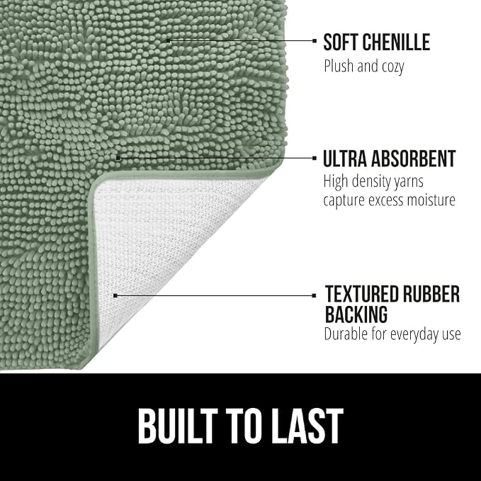 GORILLA GRIP Bath Rug Mat 48x24, Soft Absorbent Chenille, Quick Dry Microfiber - Image 2