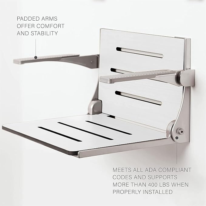 Seachrome Silhouette Comfort Folding Wall Mount Shower Bench Seat - Image 7