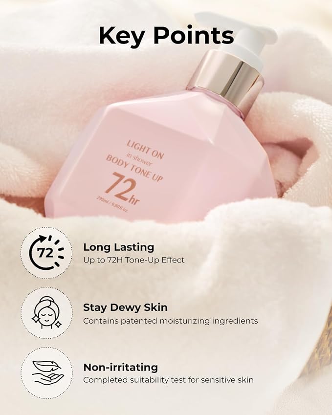 BOM Light On In Shower Body Tone Up Lotion 9.80 fl.oz, Lightweight Non-Greasy - Image 3