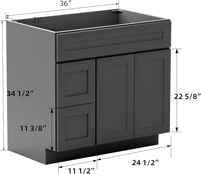 KitchenMan Bathroom Vanity 36 Inch Unassembled Bathroom Sink Cabinet - Image 3