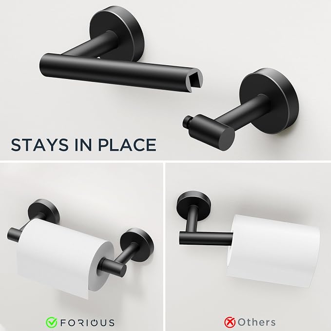 FORIOUS Bathroom Hardware Accessories Set, SUS304 Stainless Steel Towel Bar Set - Image 4