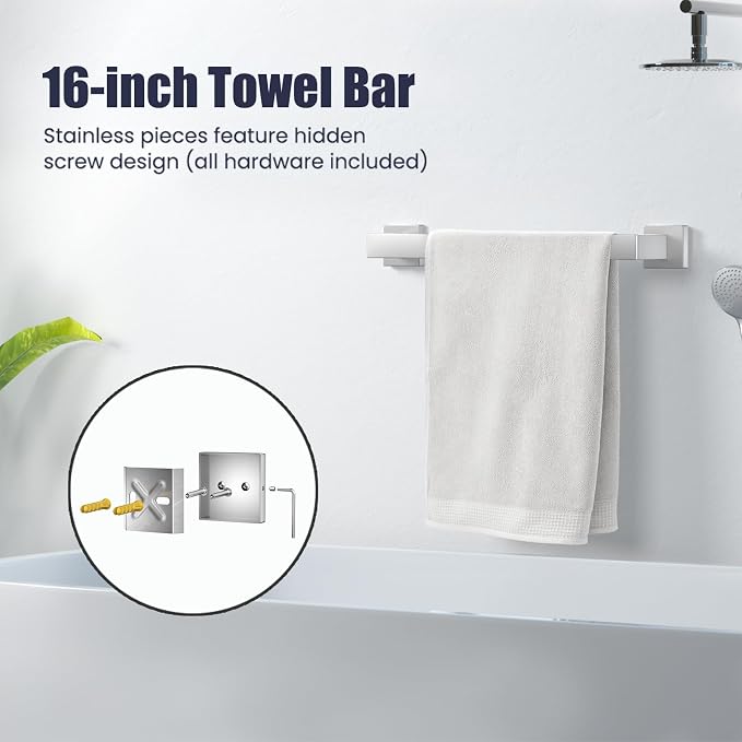 Bathroom Hardware Accessories Set: 12-Pieces Bath Towel Bar Set, Towel Racks - Image 2