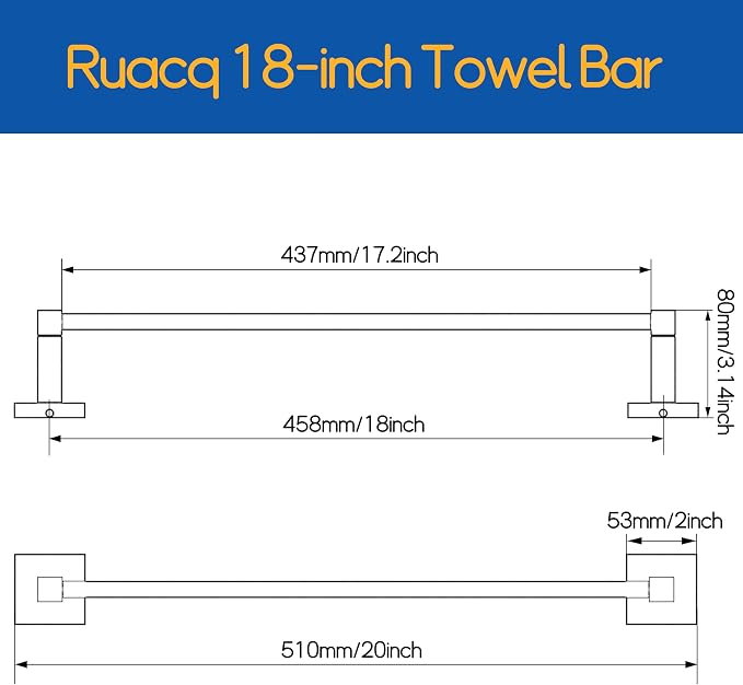 RUACQ Towel Bar 18inch, Towel Racks - Image 7