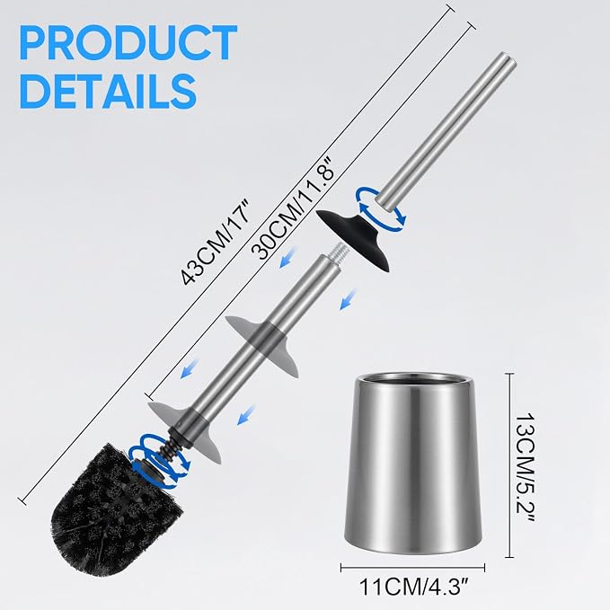 Stainless Steel Toilet Brush and Holder Toilet Brush and Cases Bathroom Bowl - Image 4