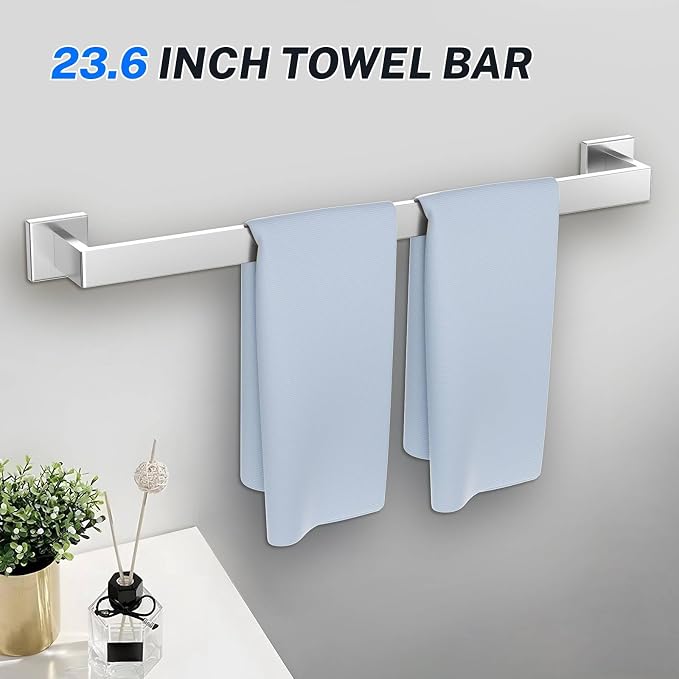 Brushed Nickel Bathroom Hardware Accessories Set 10-Piece Brushed Towel Bar Set - Image 2