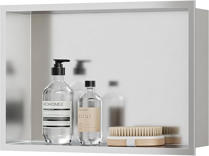 Neodrain Shower Niche, Bathroom Shelf Inner Size 18" X 12", Brushed Stainless by Neodrain