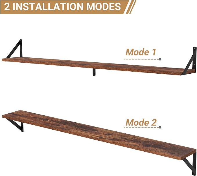 Heimlove 48 Inch Large Wall Bookshelves Set of 3, Wall Mounted Bookshelves - Image 8