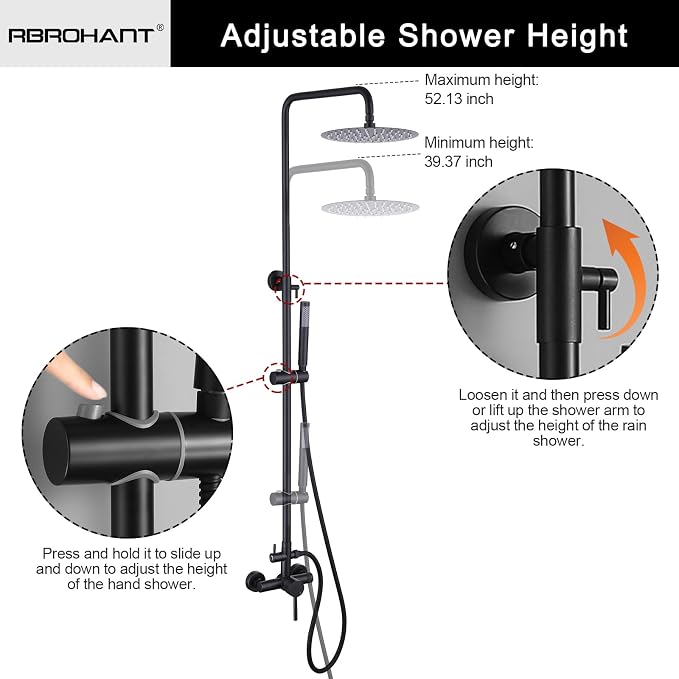 RBROHANT Outdoor Shower, Wall Mount Outdoor Shower Kit, Outside Shower Faucet - Image 3