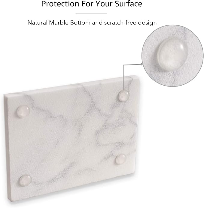 White Marble Soap Dish Holder Jewelry Ring Tray Sink Dish Sponge Holder - Image 4