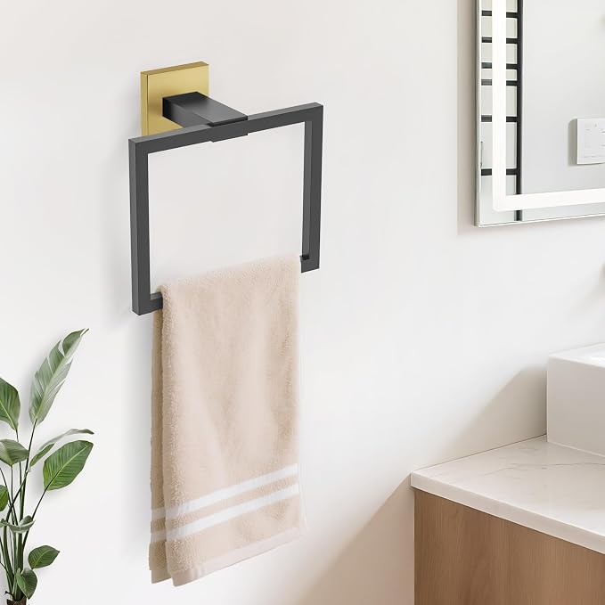TURS 10-Piece Bathroom Hardware Accessories Set Black&Gold Towel Bar Holder Set - Image 5