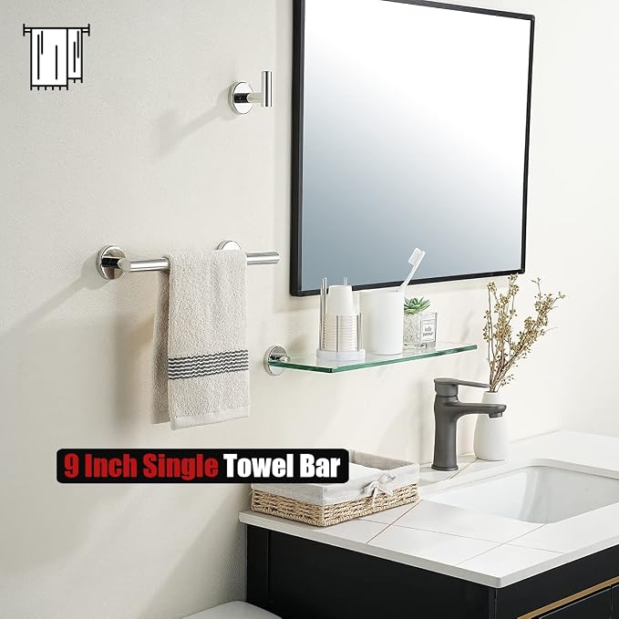 JQK Chrome Towel Bar, 12 Inch 304 Stainless Steel Thicken 0.8mm Towel Rack - Image 5