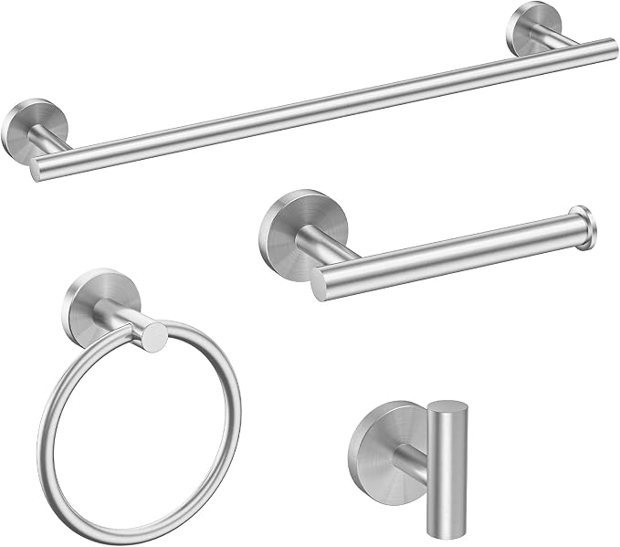 USHOWER Brushed Nickel Bathroom Hardware Set, Modern 18-Inch Towel Bar Set Wall by USHOWER