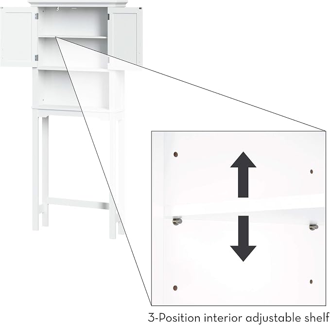 RiverRidge Somerset Spacesaver Over The Toilet Storage Cabinet White - Image 7