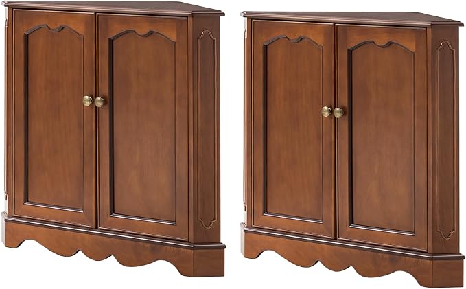HULALA HOME Traditional Corner Triangle Cabinet, Freestanding Narrow Storage - Image 7