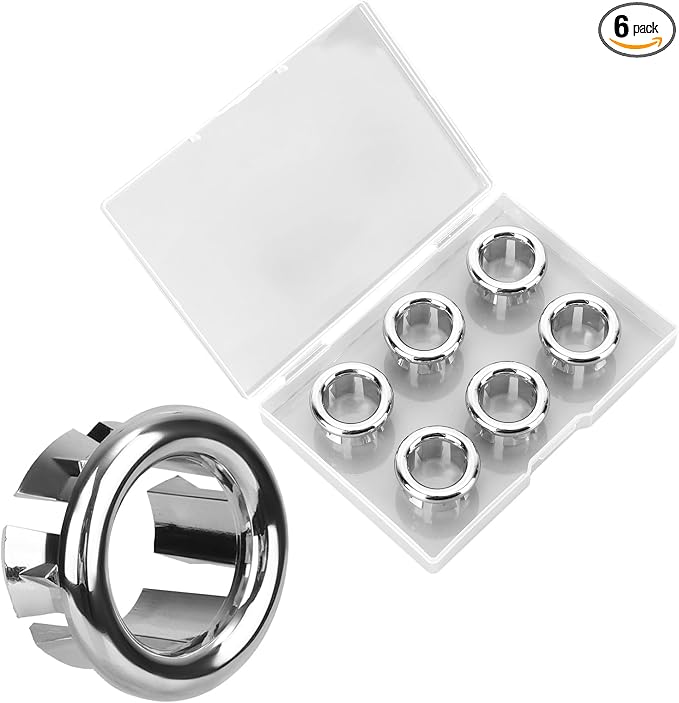 6pcs Sink Overflow Ring, Chrome Plated Bathroom Sink Overflow Trim Ring Cover by Unknown