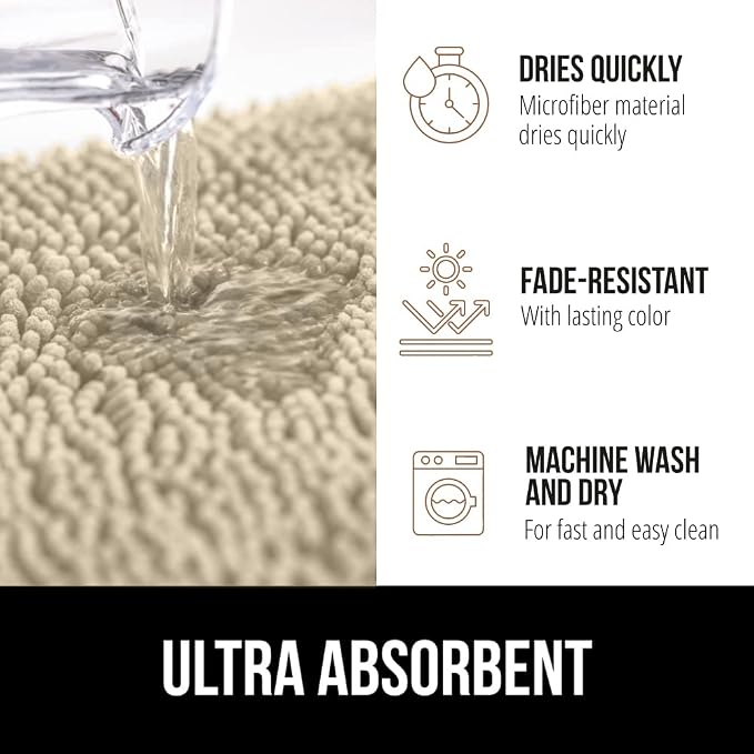 GORILLA GRIP Bath Rug Mat 36x24, Thick Soft Absorbent Chenille, Quick Dry - Image 4