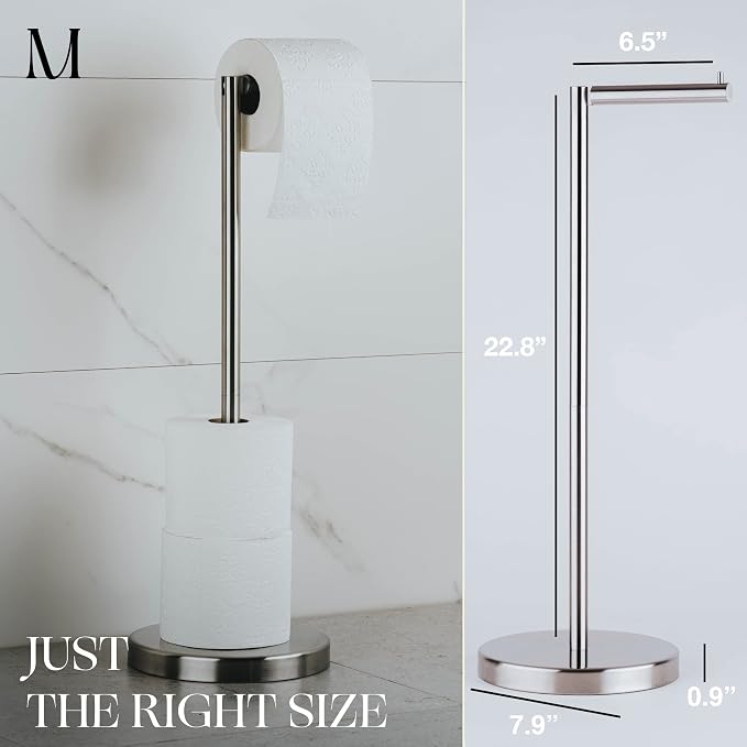 Marmolux Acc - Free Standing Toilet Paper Holder Stand Brushed Steel Finish 1pc - Image 2
