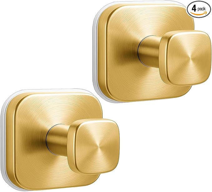 4Pcs Square Suction Cup Hook, 304 Stainless Steel Shower Hook, Removable by Tyothimm
