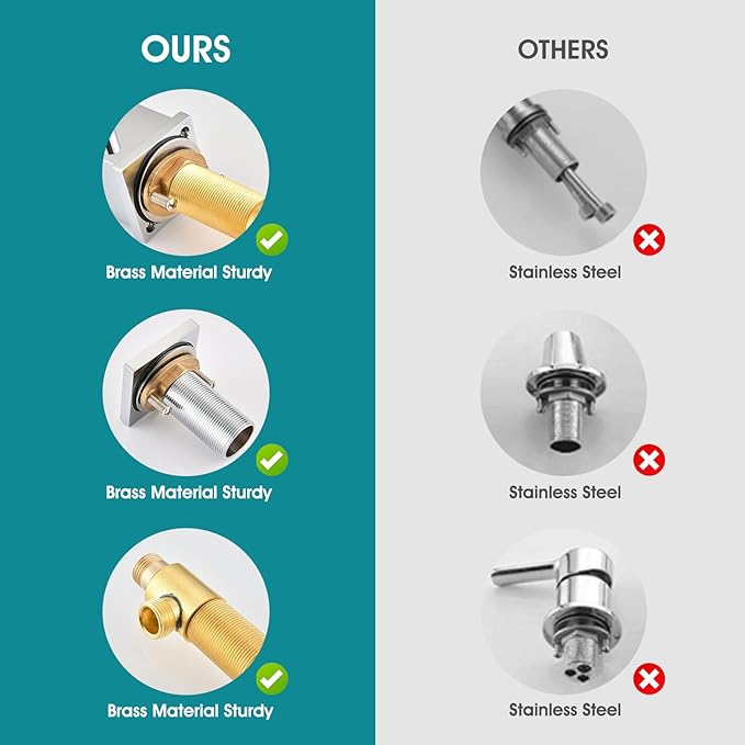 Brass Roman Tub Faucet with Handheld Sprayer, Deck Mount Bathtub Faucet with - Image 5