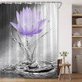 Lotus Shower Curtain Black White Grey Violet Flower Elegant Blooming Floral by showercurtain