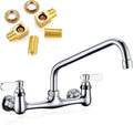 Wall Mount Faucet 8 Inch Center Commercial Kitchen Faucet, 12 Inches Swivel by Favorpo