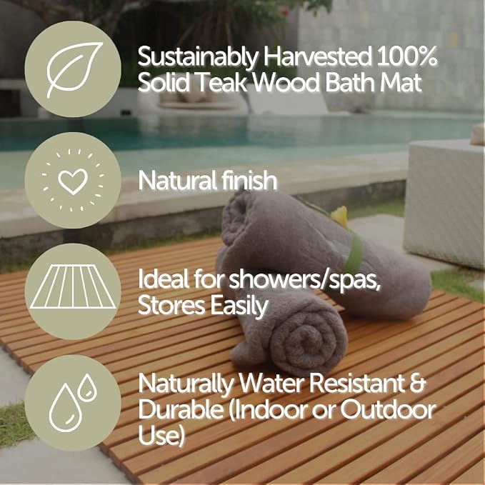 Nordic Style Premium Teak Shower and Bath Mat - Image 7