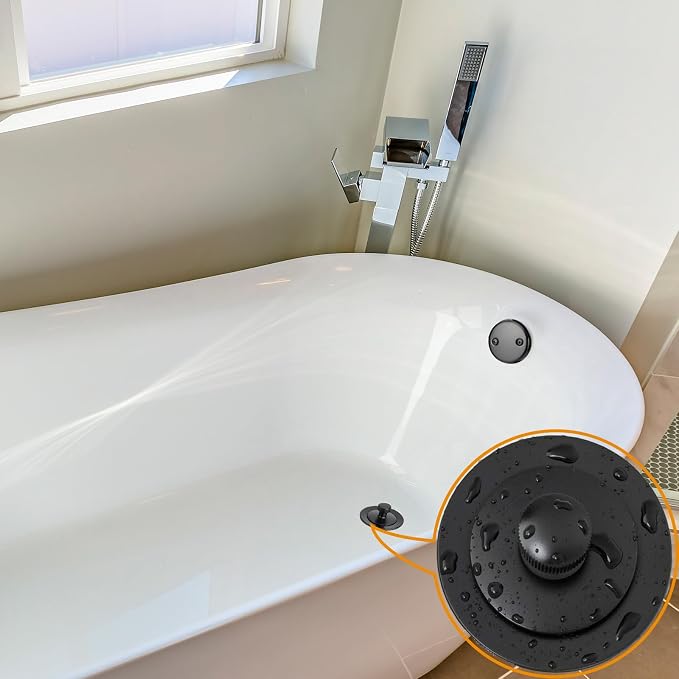 Yariwiz 1-1/2" Matte Black Bathtub Tub Drain Kit Bath Waste Overflow Drain Tube - Image 2