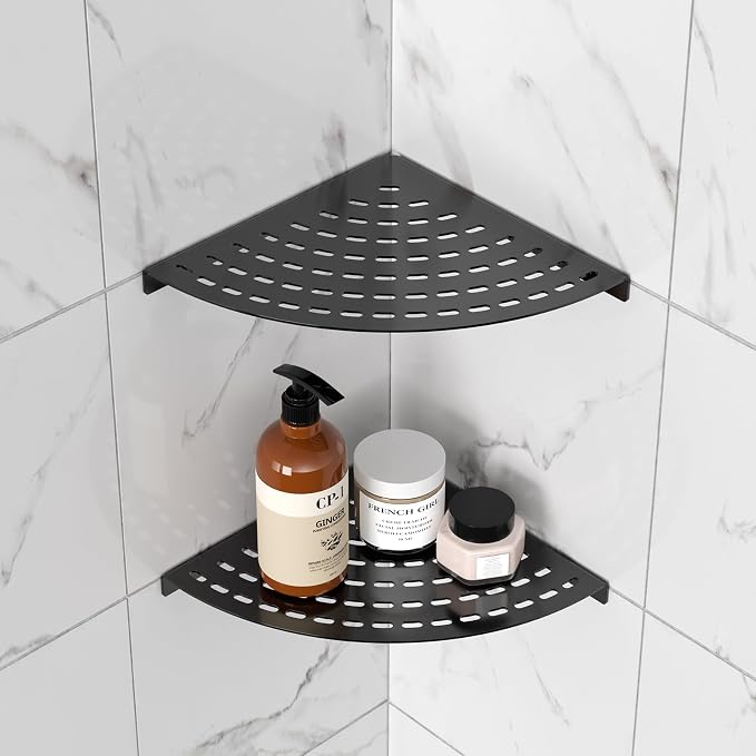 2 Pack Corner Shower Shelves 304 Stainless Steel Shower Corner Shelf Matte - Image 2