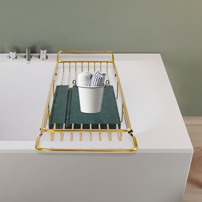 Bathtub Tray Caddy for Luxury Bath, Stainless Steel 26.8-35.4 in Expandable - Image 3