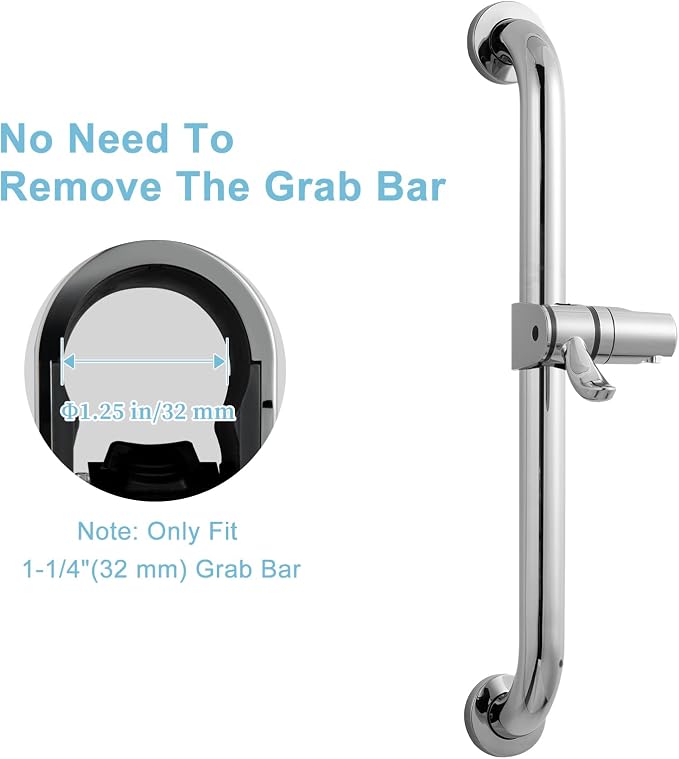OFFO ADA Handshower Shower Grab Bar Head Holder, Universal Fit 1.25'' Hand Held - Image 5