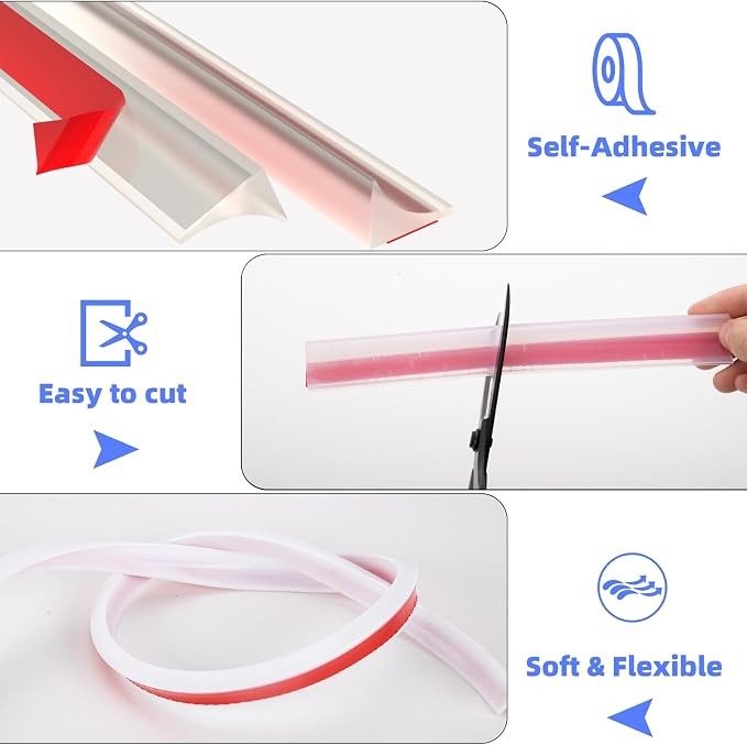 39 Inch Shower Threshold Water Dam Barrier, Silicone Shower Door Bottom Seal - Image 3