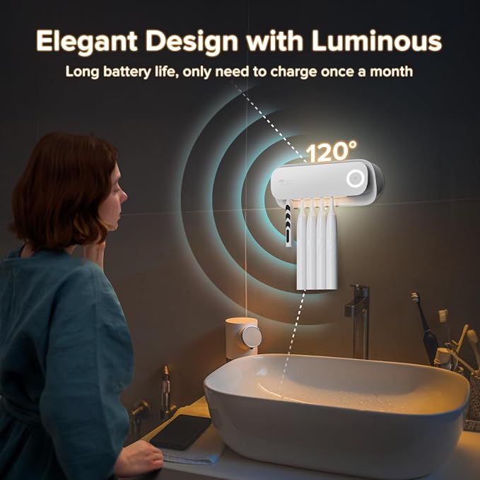 Toothbrush Sanitizer Holder for Bathrooms, 5 Slots Toothbrush Sanitizer and - Image 4