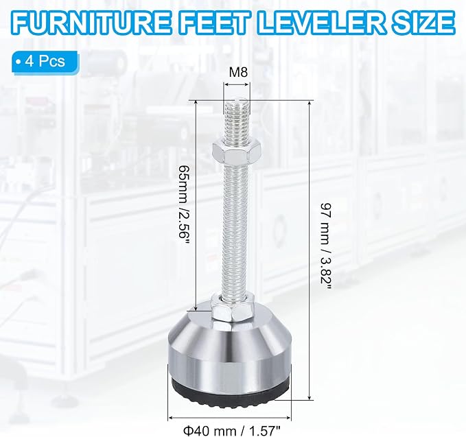 PATIKIL Furniture Leveling Feet 1.6" Dia Base M8 Thread - Image 2