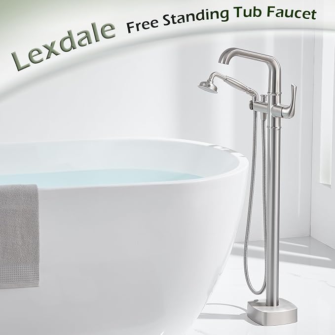 Luxury Free Standing Tub Faucet, Classic Brass Freestanding Bathtub Faucet - Image 2