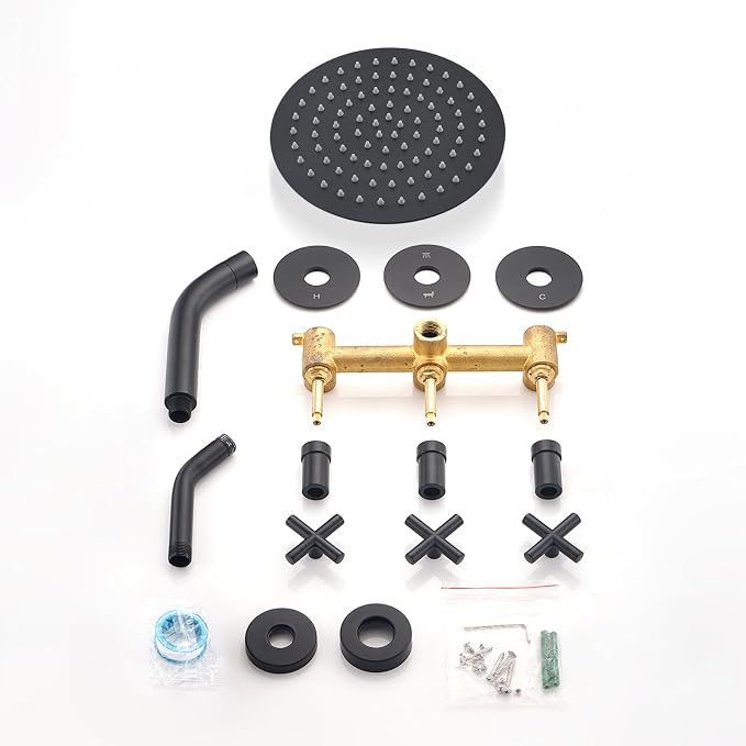 PROOX 3 Handle Tub Shower Faucet Set, Matte Black Bathtub Shower Faucets - Image 8