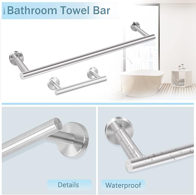 Cilee 10 Piece Brushed Nickel Bathroom Hardware Set, 24 inch Brushed Nickel - Image 2