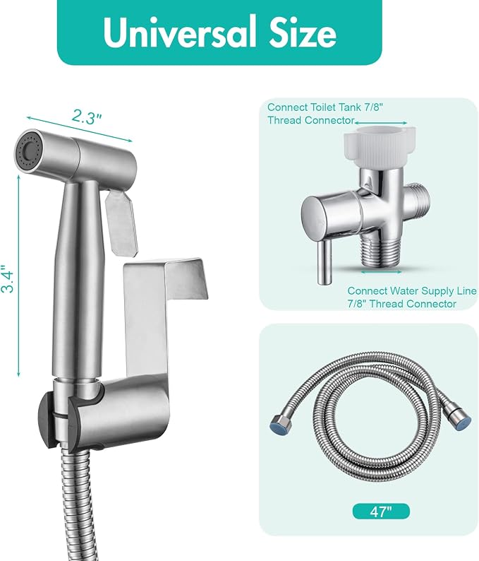 BARROCK Handheld Bidet Sprayer for Toilet, Stainless Steel Metal Made Baby - Image 8