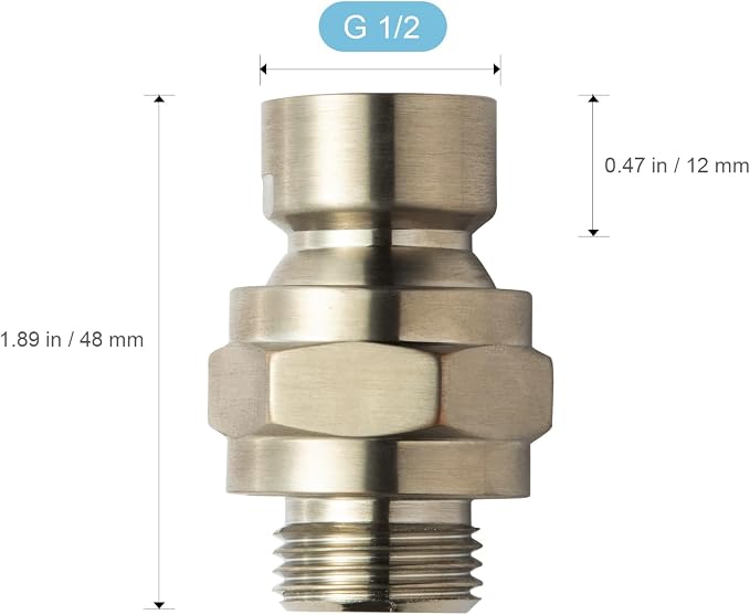 OFFO Shower Head Swivel Ball Adapter, Brushed Nickel All Metal Adjustable - Image 6