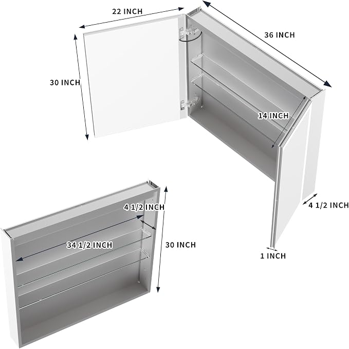 GroGro LED Lighted Bathroom Medicine Cabinet - Image 2
