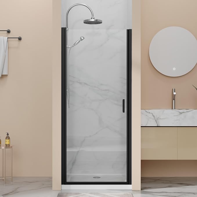 32” x 72” Pivot Swing Shower Door, 1/4 inch Tempered Glass Panel Hinged Shower by Bathenum