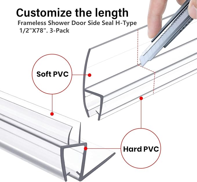 Shower Door Bottom&Side Seal Set 3PCS, to Stop Water Leaks - Image 2
