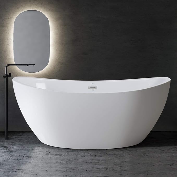 FerdY Naha 67" Acrylic Freestanding Bathtub, Curve Edge Freestanding Soaking by FerdY