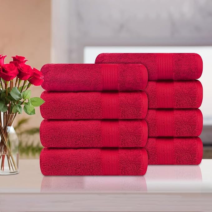 Ample Decor Hand Towel 18 X 28 Inch Pack of 8 600 GSM 100% Cotton, Soft - Image 2