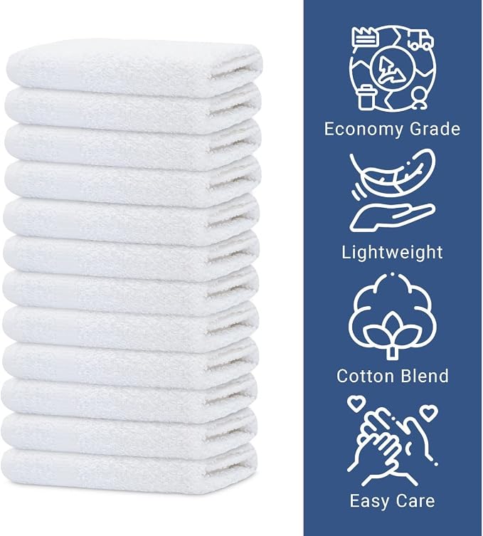 GOLD TEXTILES 480 Pack Economy White Washcloths Set - Image 2
