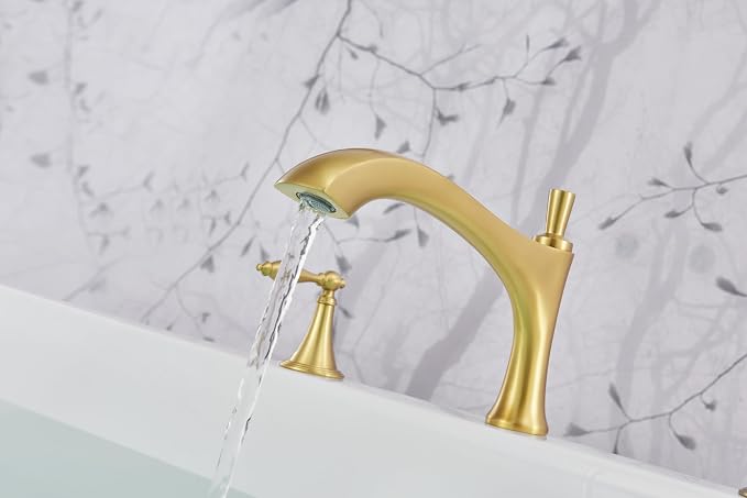 SITGES Antique-Inspired Brass Bathtub Faucet, 2-Handle Medium Arc Roman Tub - Image 2